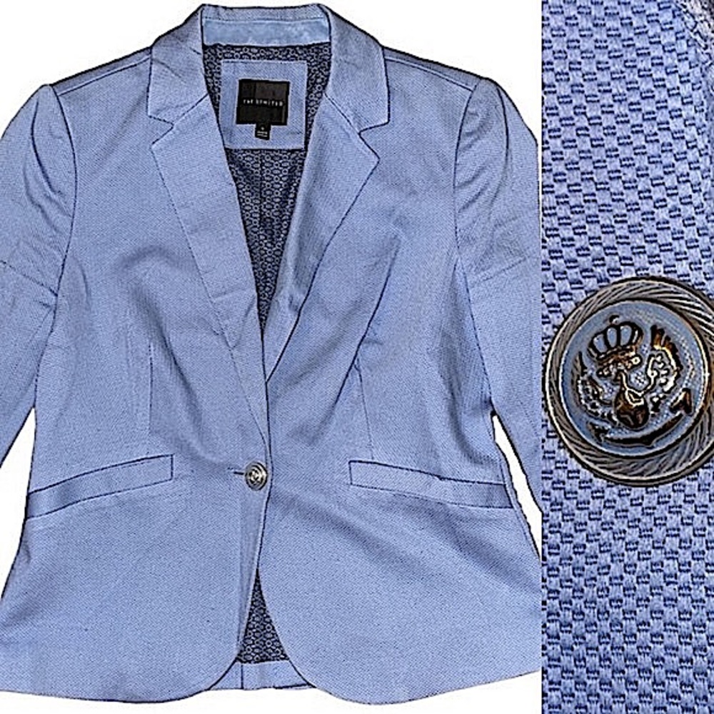 The Limited Pastel Blue Pattern Textured Lined Blazer